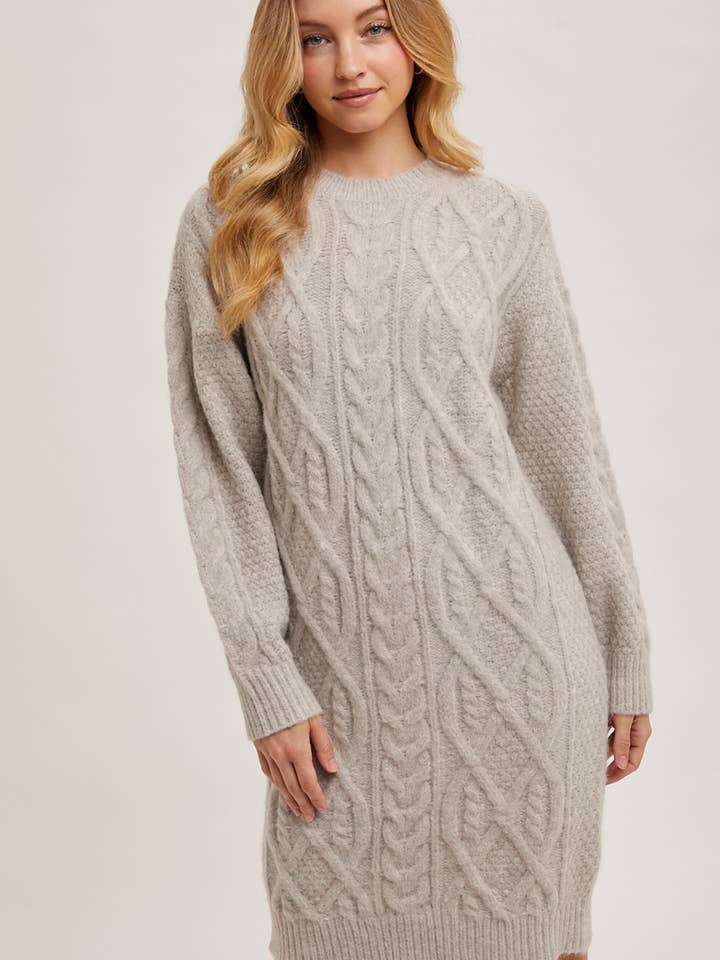 Bluivy - Wholesale Dress - Women's - CABLE KNIT SWEATER MIDI DRESS2