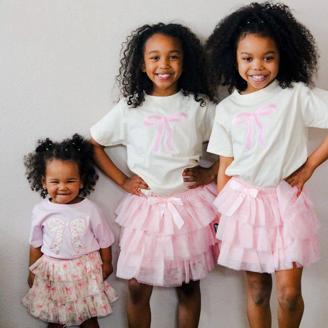 Sweet Wink - Wholesale T-Shirt - Kids - Ditsy Floral Bow Patch Short Sleeve T-Shirt - Spring 20267