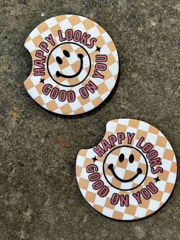 Le bonheur te va bien SOUS-VERRES DE VOITURE pour la vente par Tally Plant Club