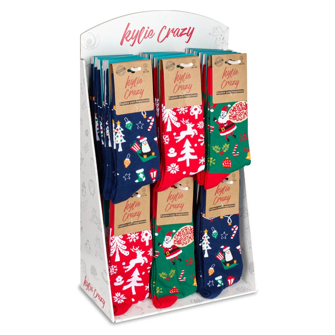 KYLIE CRAZY - Wholesale Socks - Kids - CHRISTMAS Socks for kids, Pack of 72 pairs + gift display