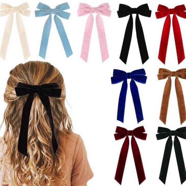 1pc Pearl Hair Bows for Women,Navy Blue Ribbon Bow Hair Clips with  Pearl,Elegant Wedding Party Aligator Clips,Hair Ribbons for Girls,Women  Hair Accessories