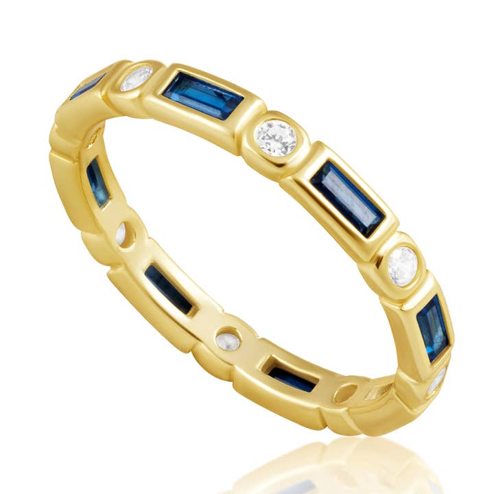 Sahira Jewelry Design - Wholesale Multi-Stone Ring - Aimee CZ Bezel Ring Sapphire0