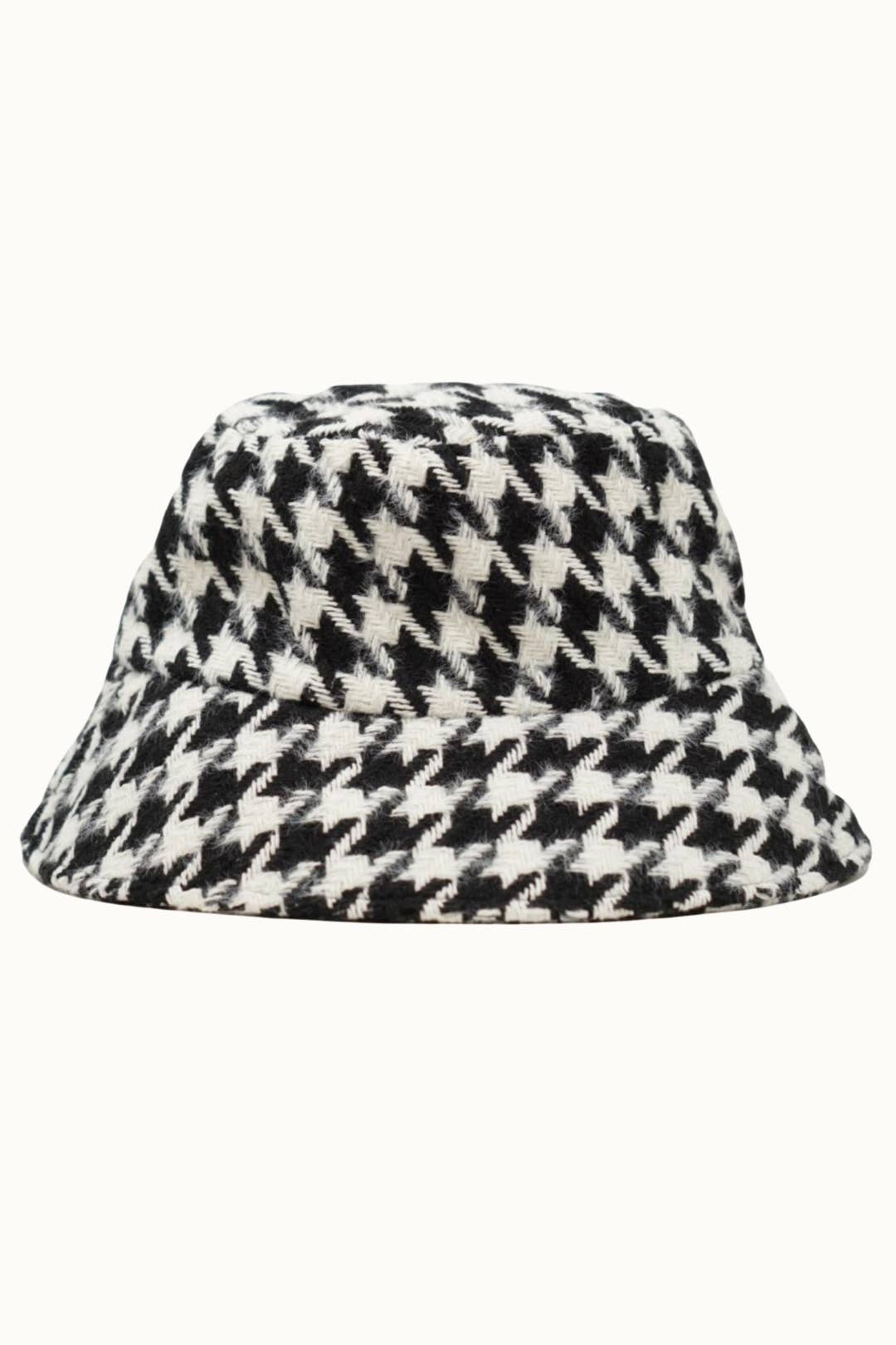 Olive & Pique - Wholesale Bucket hat – Women's - Houndstooth Pattern Textured Bucket Hat, Black/White0