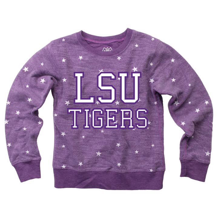 Wes and Willy LSU Tigers Girl's Allover Star Fleece Top for wholesale by Wes and Willy