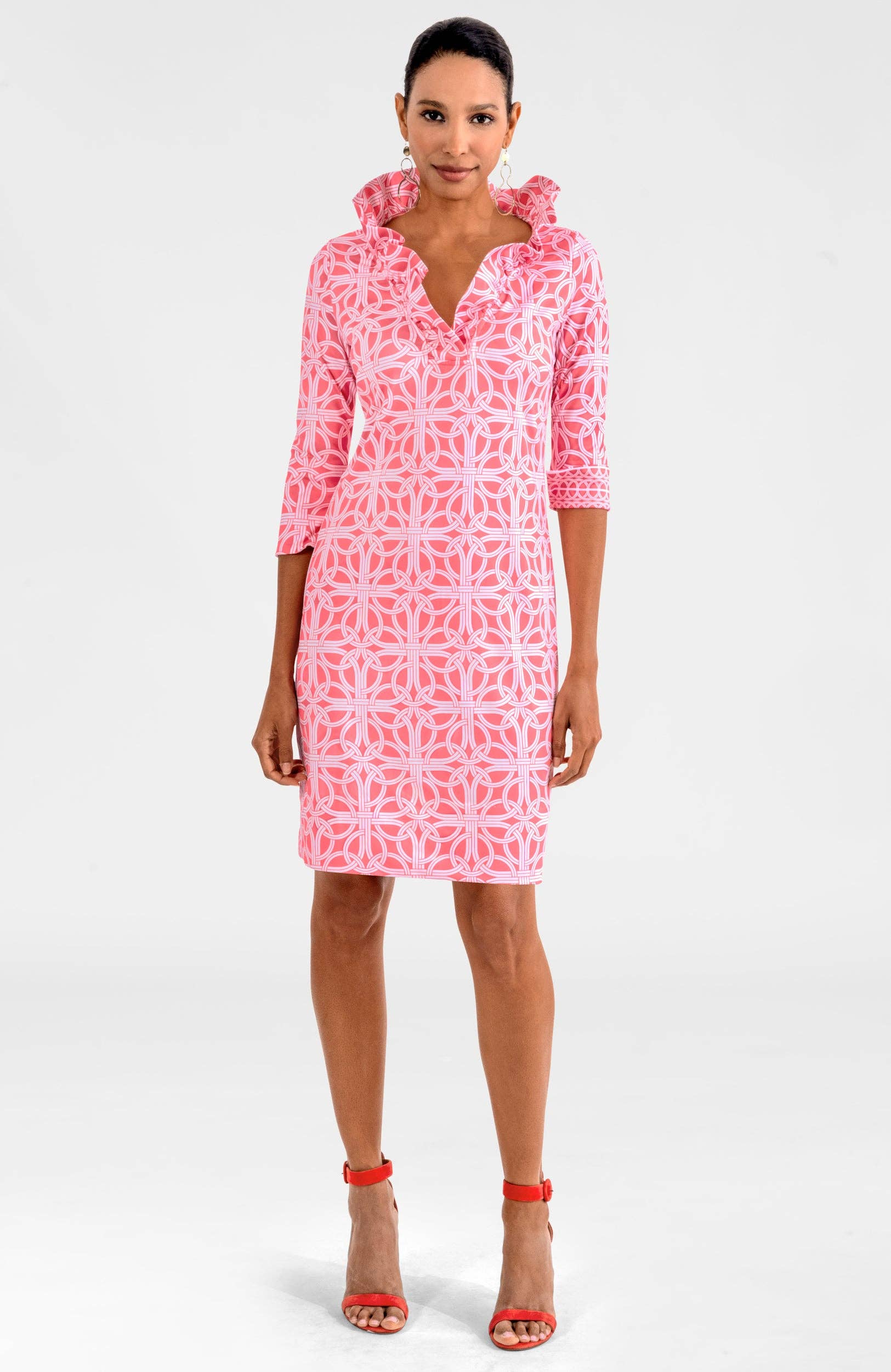 Gretchen Scott LLC - Wholesale Dress - Women's - Jersey Ruffneck Dress - Ring Toss3