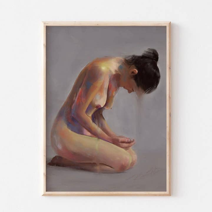 Impression d'art signée à la main "Headache" pour la vente par Kendra Hirons Art