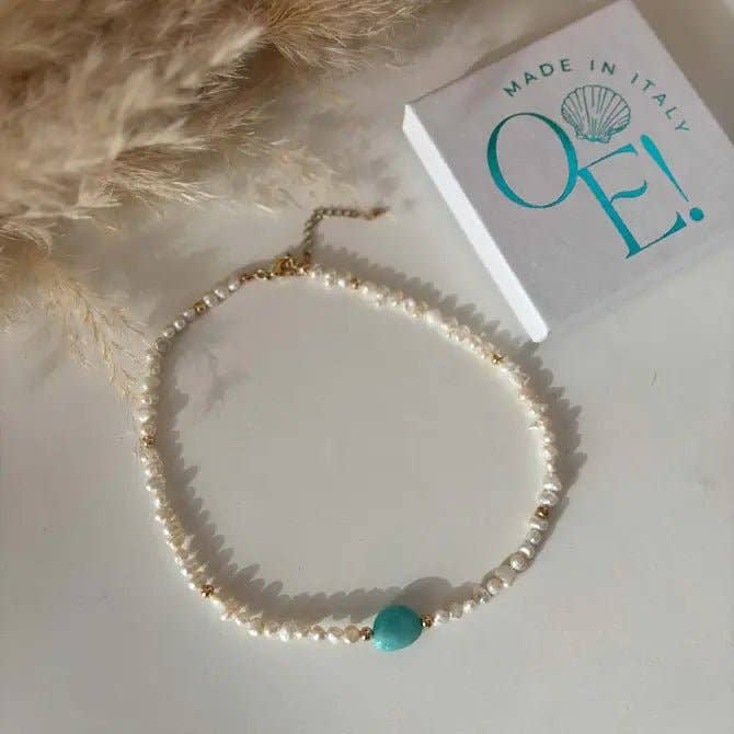 OE! - Wholesale Kralen/parelketting - DESIDERIO - Ketting/Choker met zoetwaterparels en amazoniet1