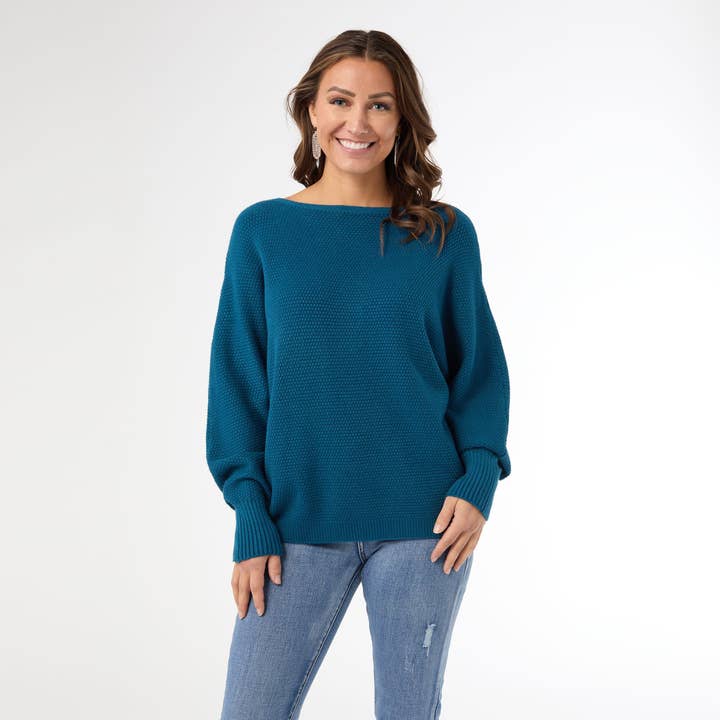 Relaxed Ciana Pullover Sweater with Lattice Back for wholesale by COCO + CARMEN