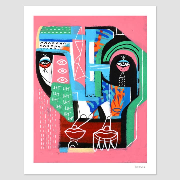 Abstract Unique Colorful Signed Art Print Pink Painting for wholesale by Keemo Gallery