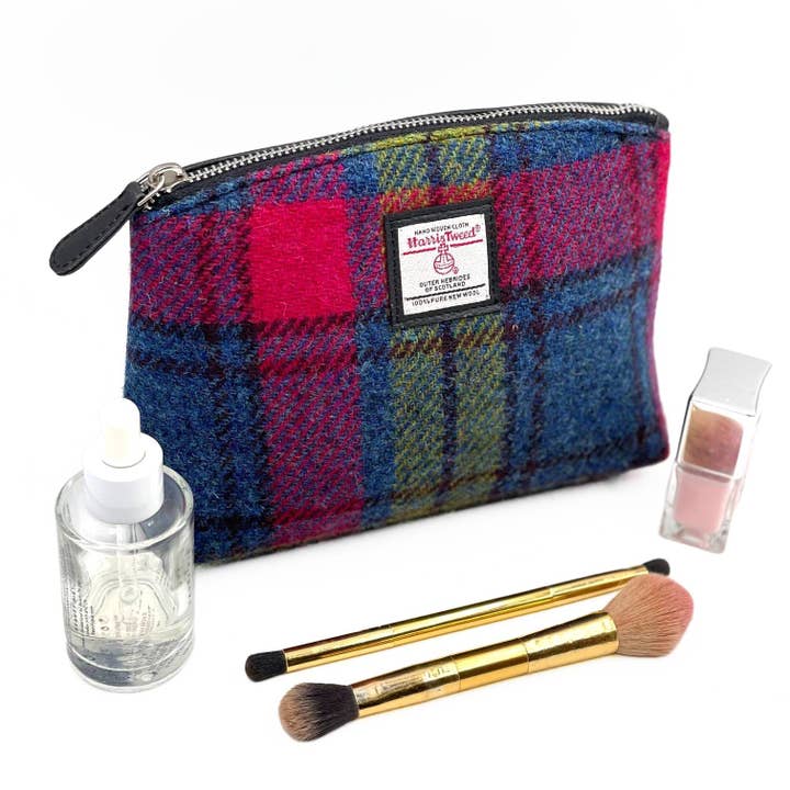 maccessori - Venta al por mayor Bolsa para maquillaje - Bolso Cosmético Harris Tweed Azul Rosa a Cuadros