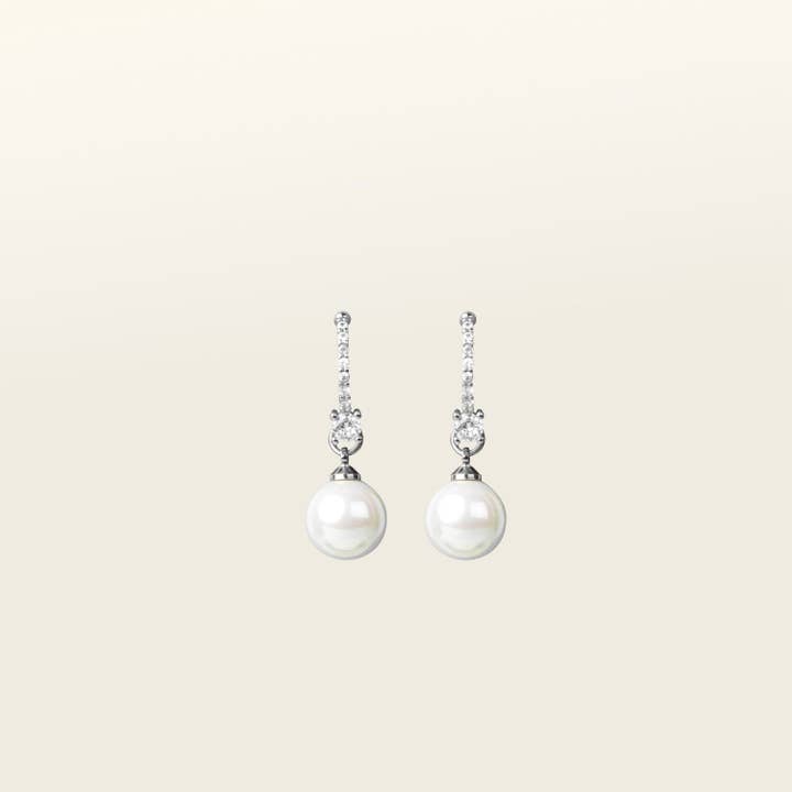 Claire Pearl Clip On Earrings in Silver for wholesale by Aiori