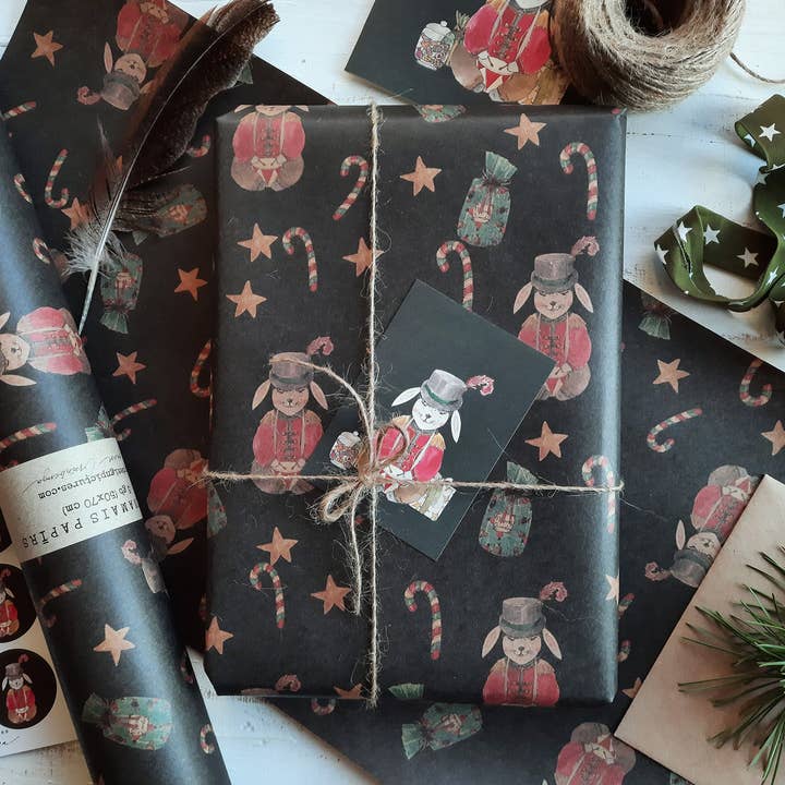 MyDesignPictures - Wholesale Flat Wrap - Christmas Bunny Kraft Wrapping Paper2