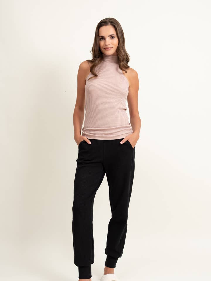 Cotton Black Lounge Sweatpants with Pockets H49 for wholesale by Oh!Zuza night&day