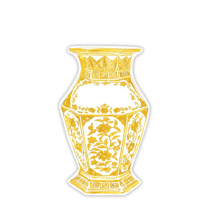 Handpainted Yellow Chinoiserie Urn Die-Cut Accents for wholesale by RosanneBeck Collections
