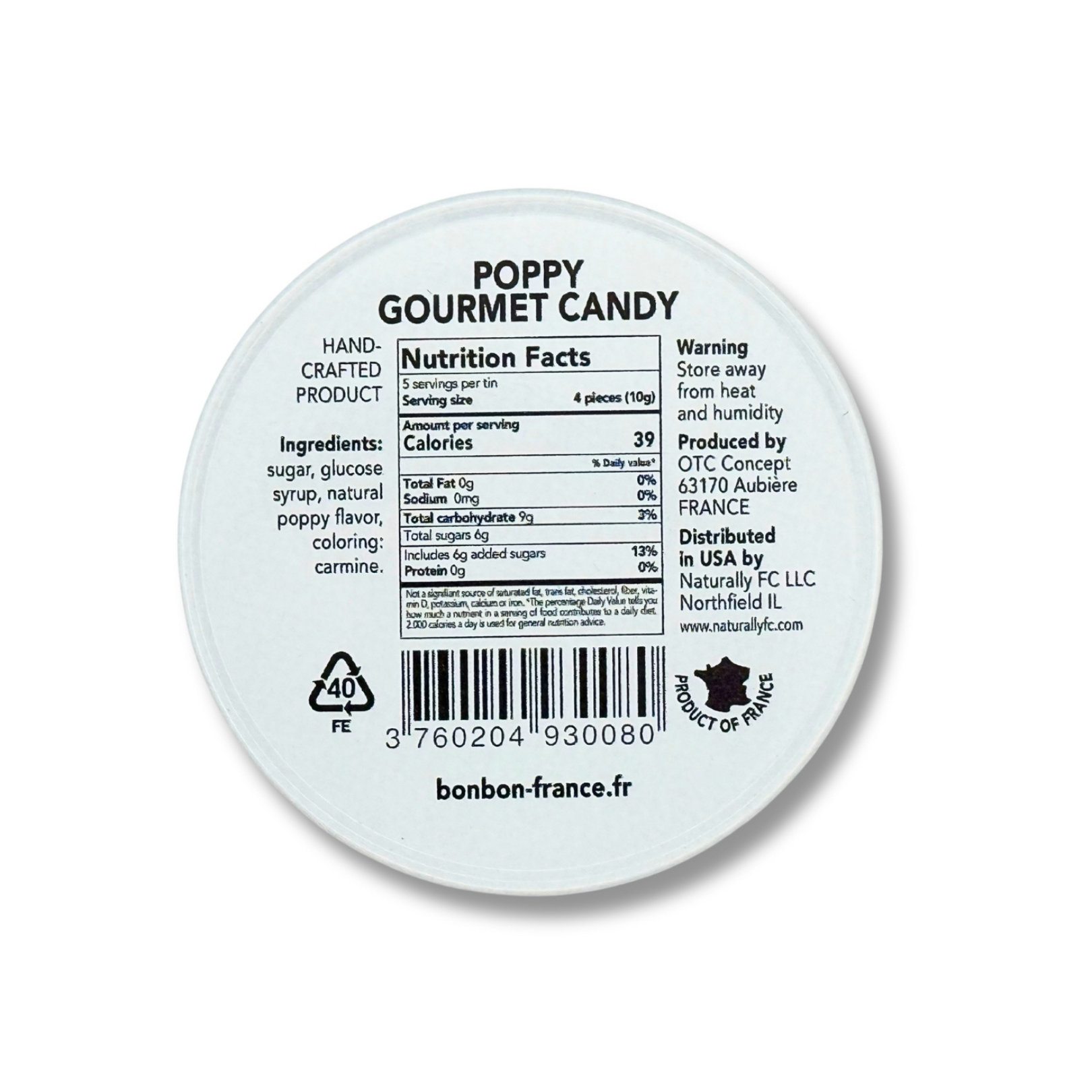 Bonbon USA France - Wholesale Hard Candy - Saint Ange Poppy - French Gourmet Natural Candy Tin2