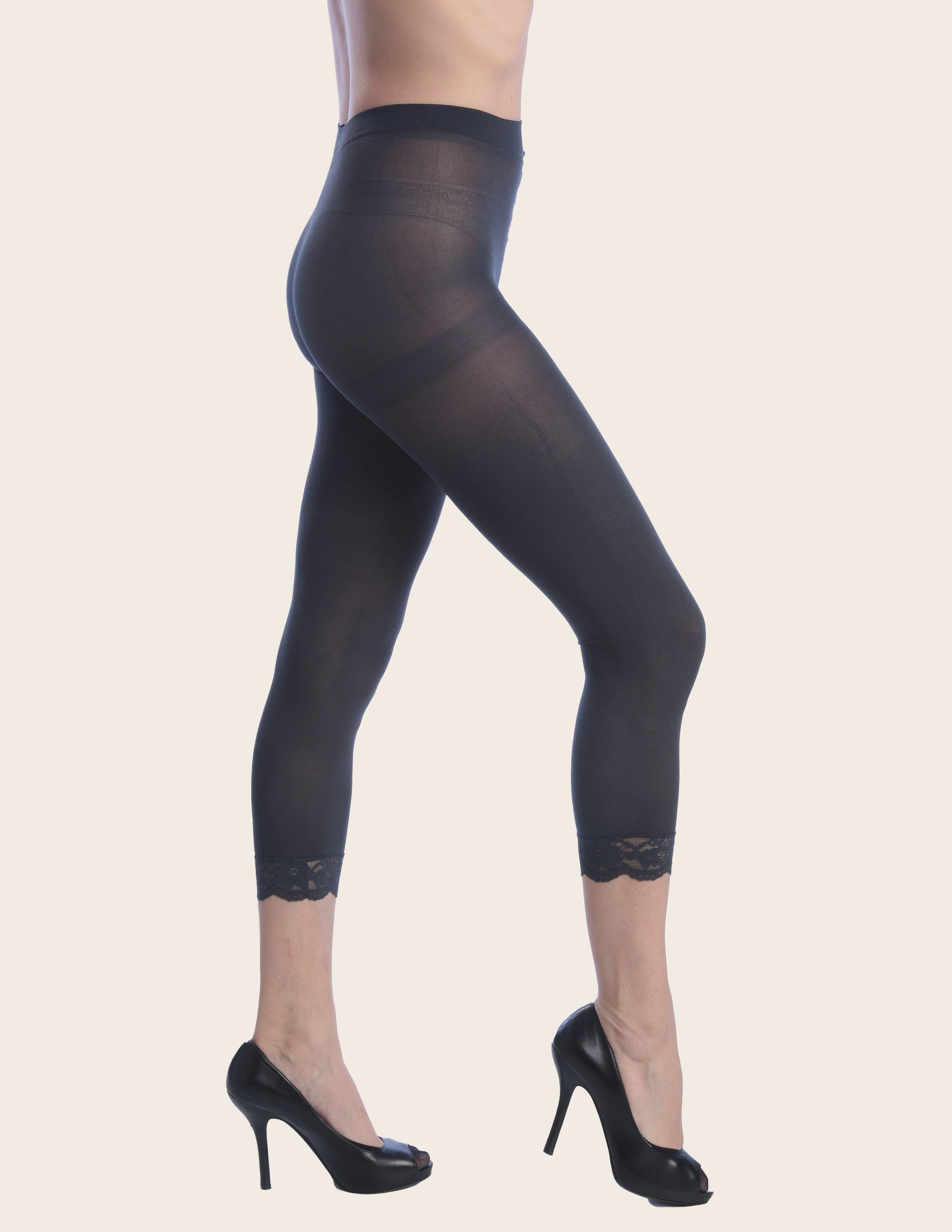 Isadora, Tipi toe, & James Fiallo - Wholesale Pantyhose - Women's - Isadora Women Ultra-Soft Opaques Footless Capri Lace Tights2