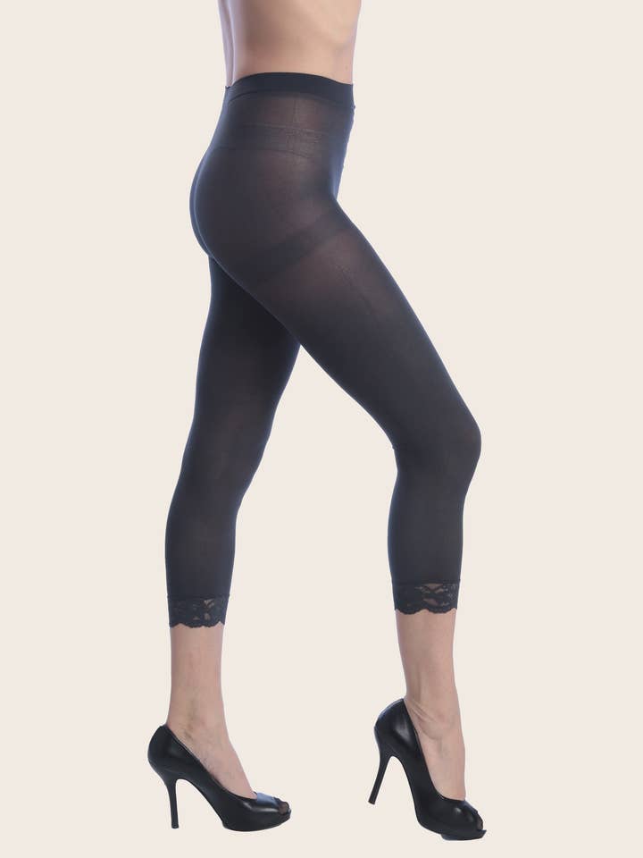 Isadora, Tipi toe, & James Fiallo - Wholesale Pantyhose - Women's - Isadora Women Ultra-Soft Opaques Footless Capri Lace Tights2