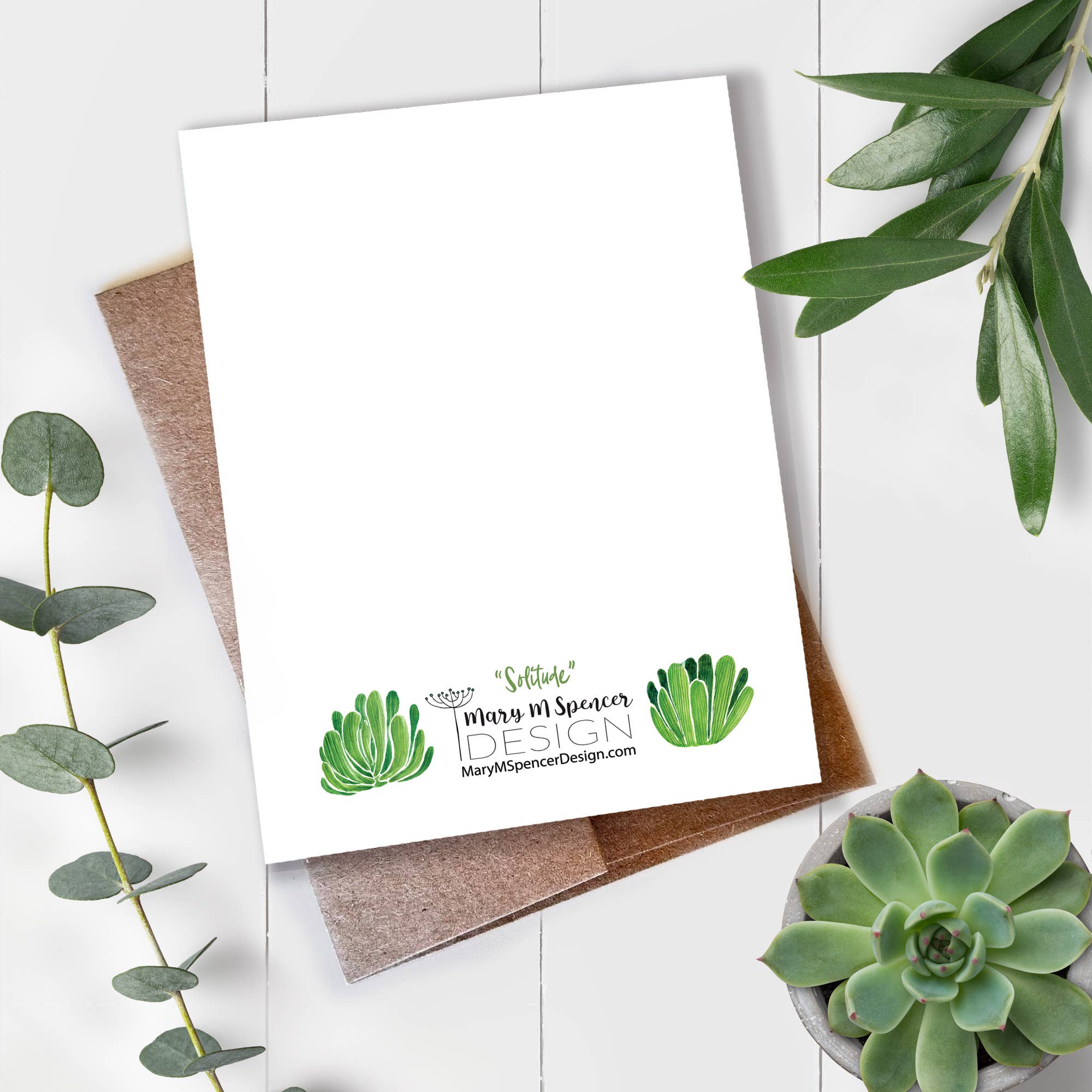 Mary M Spencer Design - Wholesale Everyday Greeting Card - Mountain Cactus Nature Scene Blank A2 Single Note Card1