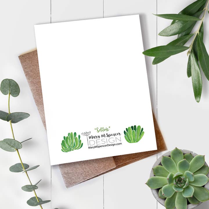 Mary M Spencer Design - Wholesale Everyday Greeting Card - Mountain Cactus Nature Scene Blank A2 Single Note Card1