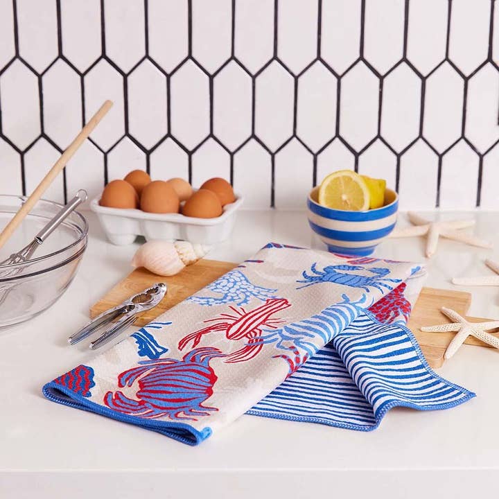 rockflowerpaper - Wholesale Tea Towel - Sandy Claws Eco Kitchen Tea Towel2