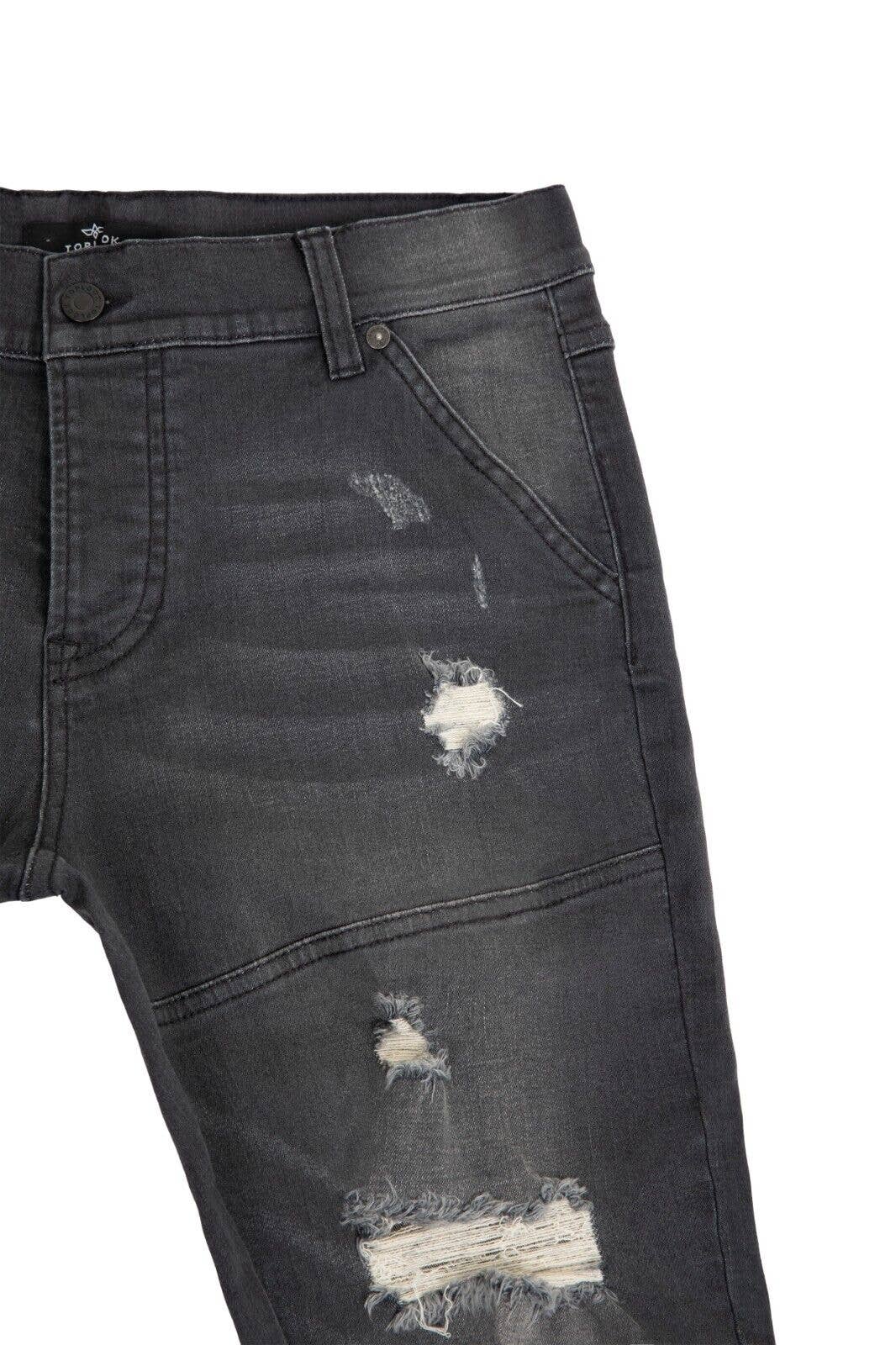 Grå Herre 3D Rippet Stretch Taperet Slim Fit Denimjeans - Grå for engroshandel på Faire3