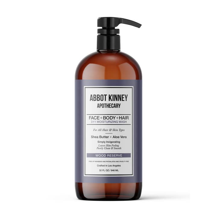 Abbot Kinney Apothecary - Wholesale 2-in-1 Shampoo & Body Wash - Men's - Men's 3 in1 Shampoo, Conditioner & Body Wash & Soap - Woods
