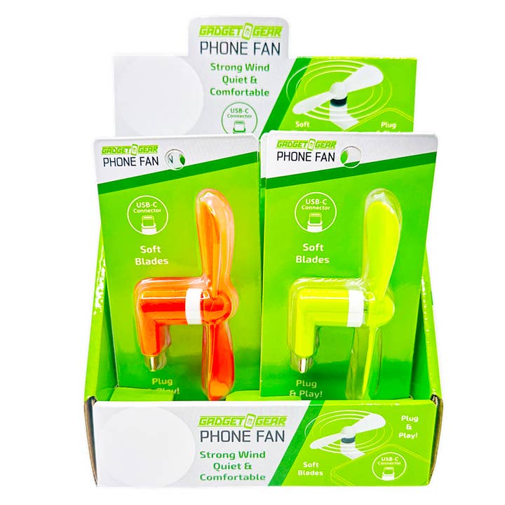 Novelty Brands - Wholesale Handheld Electric Fan - Gadget Gear USB-C Cell Phone Fan Attachment - 6/Display4