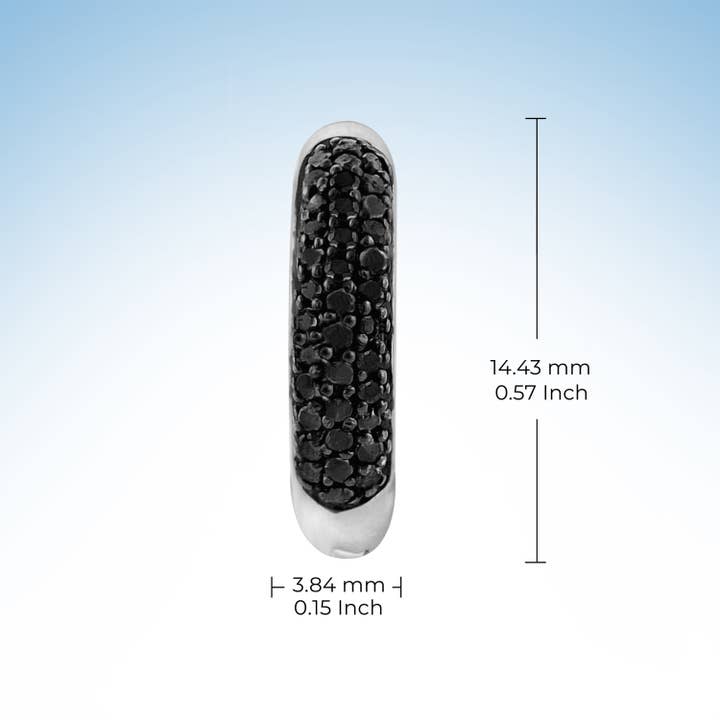 JewelonFire - Wholesale Hoop Earrings - 1/4 Carat T.W. Black Diamond Sterling Silver Hoop Earrings2