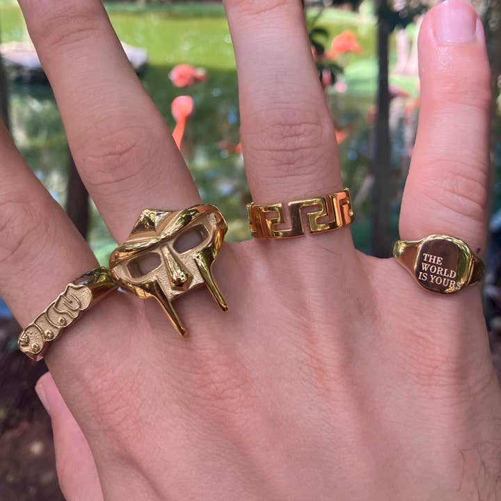 Gifts From The Crypt - Wholesale Band/Stacked Ring - The World Is Yours Ring | Scarface Inspired Motivational Ban2