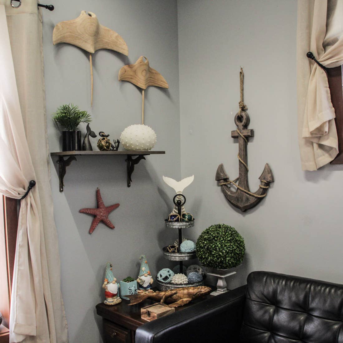 Zeckos – wholesale Dimensionell/3D-väggkonst – Naturligt brunt skepp ankare och rep nautisk väggbonad6