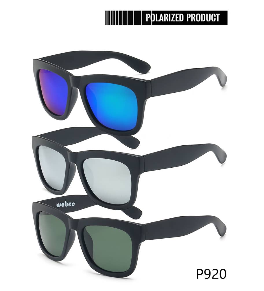 Trio Trading - Wholesale Sunglasses - Men's - Polarized Classic Square Sunglasses For Men Assorted 12 Pack