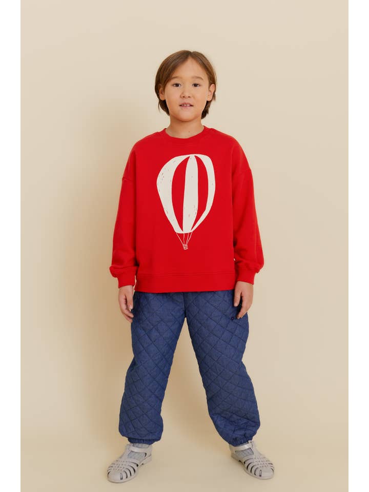 Red ORGANIC COTTON HOT AIR BALLOON SWEATSHIRT for wholesale on Faire1