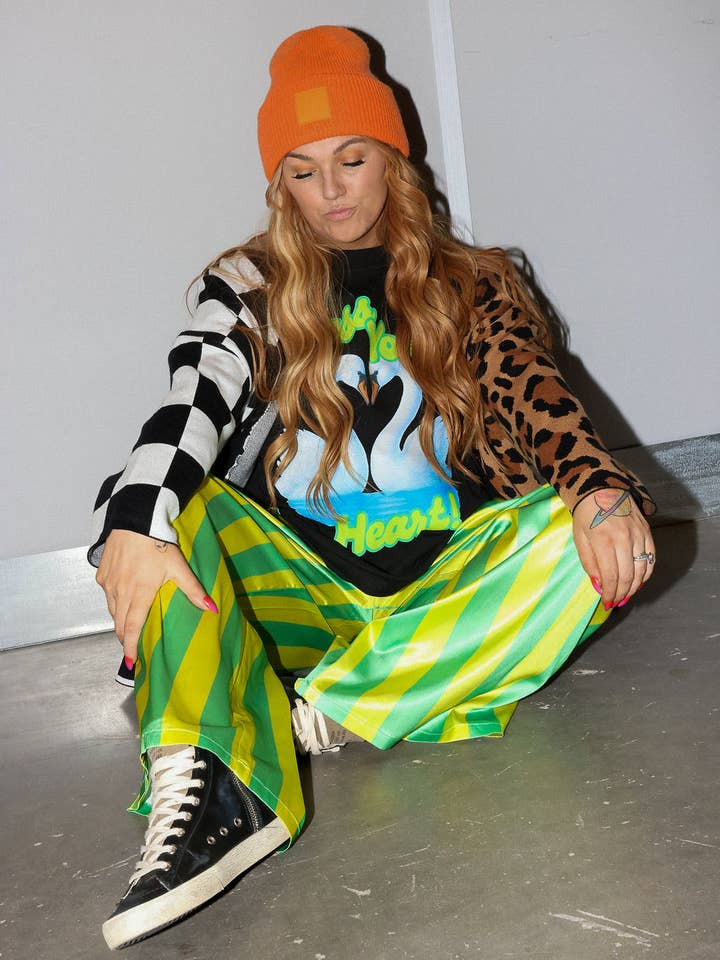 Burnt Toast - Wholesale Cardigan - Women's - Split Decision Checkered & Leopard Oversized Boxy Cardigan **RESTOCKED**7