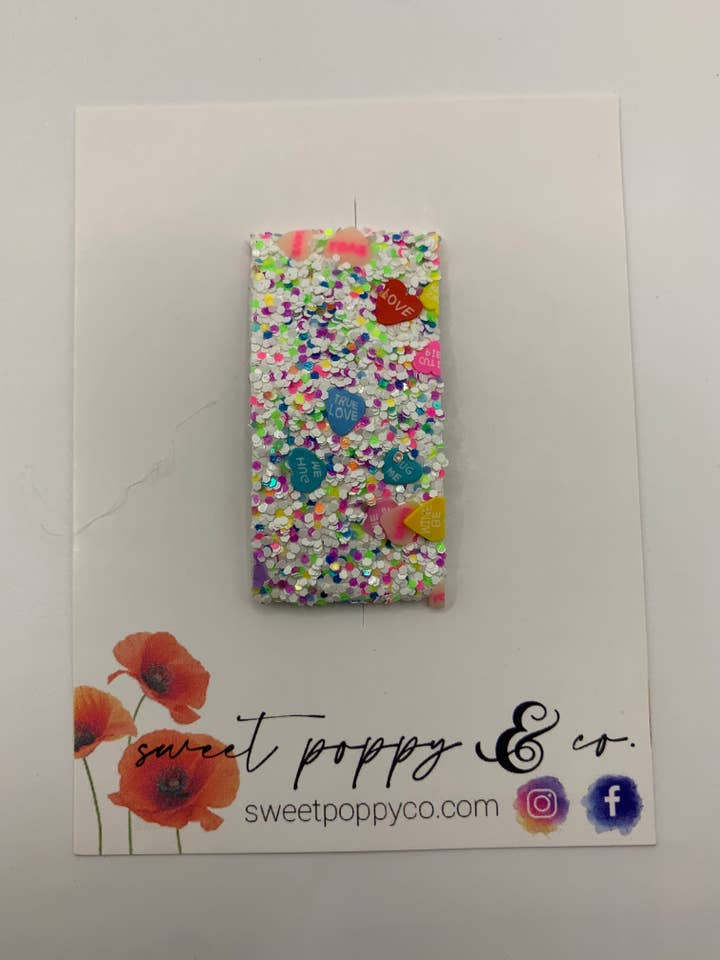 Conversation heart snap clip for wholesale by Sweet Poppy & Co.