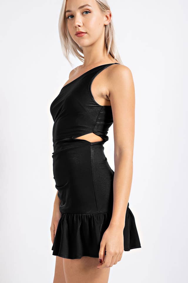 BLK Td2478 Mini Abito Satinato Monospalla Arricciato in vendita all'ingrosso su Faire2