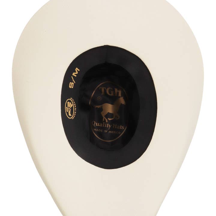 IVORY Gold Rodeo Vaquero Bangora Straw Cowboy Hat for wholesale on Faire7