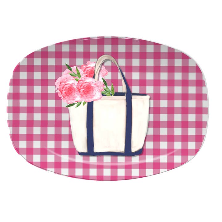 Platter - Canvas Tote with Peonies for wholesale by Peachy Pendants