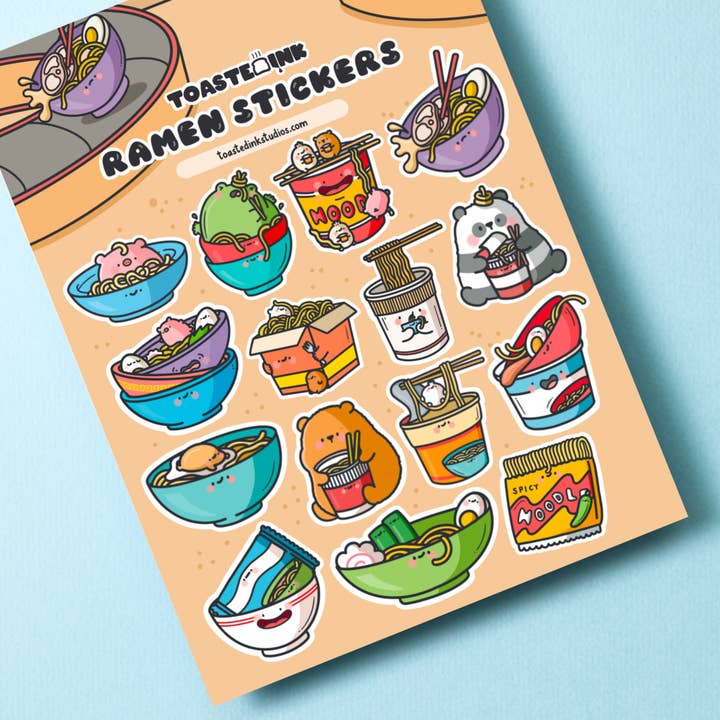 Toastedink – wholesale Sticker – Ramen Noodles Sticker Sheet | Cute Stickers4