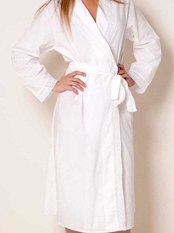 Jacaranda Living – wholesale Robe – Women's – Bathrobe - White Cotton, Long Sleeve5