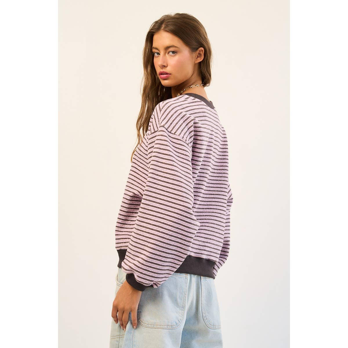 The GREii - Wholesale Sweatshirt - Women's - Relaxed Striped Pullover2