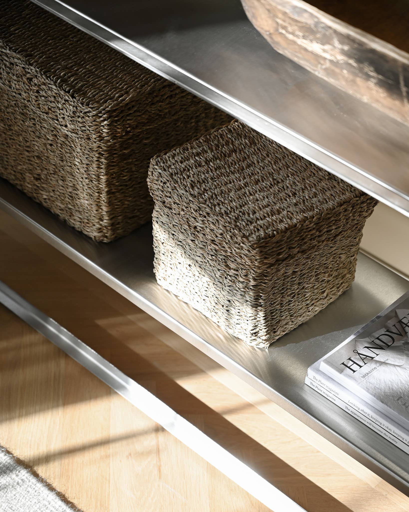 SUNNY HOME - Vente Paniers - Panier carré en herbe de mer avec couvercle – Boîte panier Gaya L3