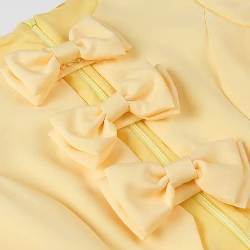 Jaune Robe mini chic à découpes avec nœuds décoratifs en vente sur Faire2