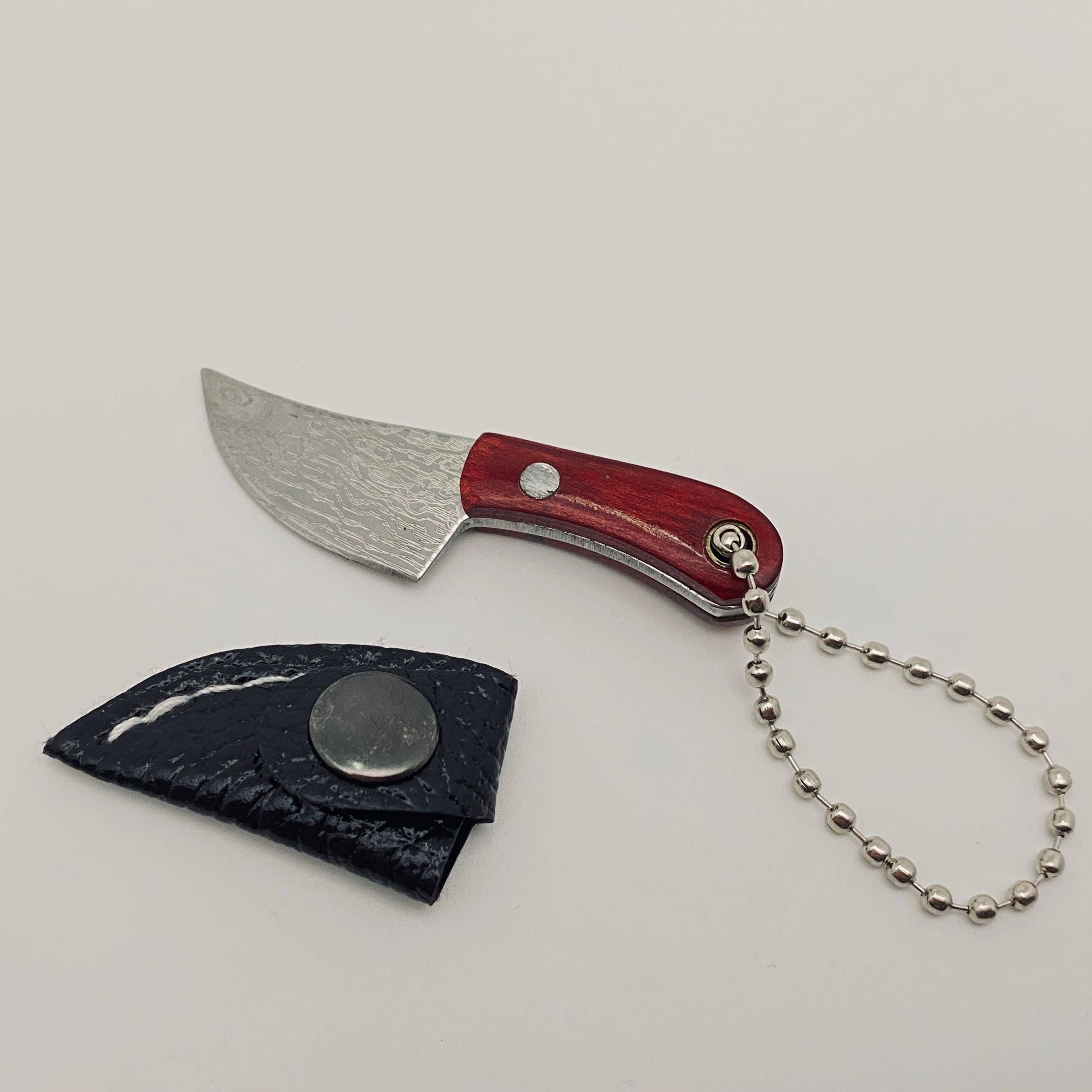 Mio Queena – wholesale Nyckelring - Unisex – Damaskus Mönster Mini Knife Kechain Gift0