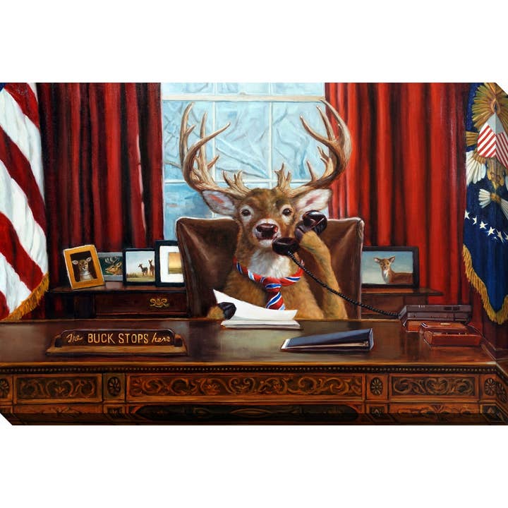 The Buck Stops Here Printed 30x45 Canvas Wall Art for wholesale by Streamline Art
