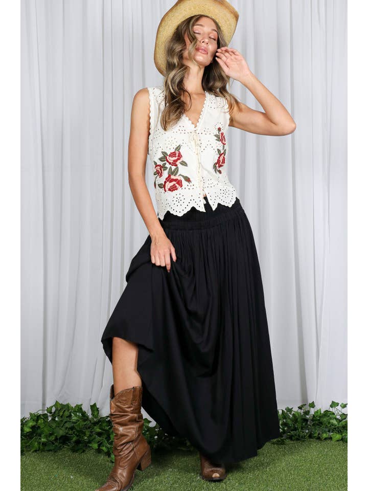 Vine & Love - Wholesale Skirt - Women's - Casual Maxi Flowy Bohemian Renaissance Long Skirt VS8294024