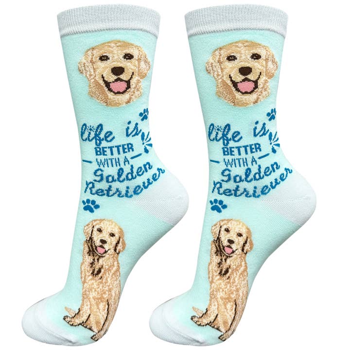 Golden Retriever Dog Socks- Fun Novelty Socks -Unisex for wholesale by E&S Pets
