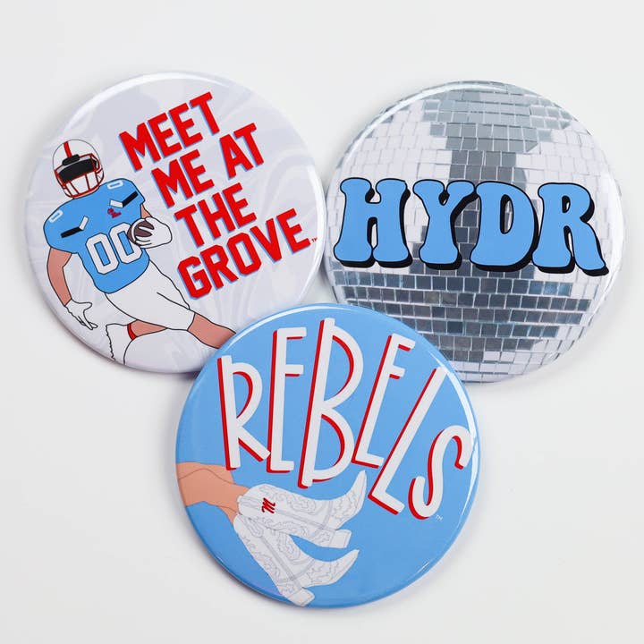 Buttons für den Spieltag von Ole Miss | Pins für den Spieltag | College-Football für den Großhandel von Tailgated Co.