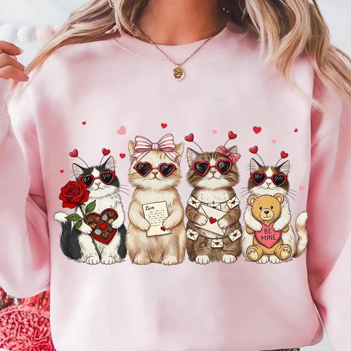 Fröhliches Meowentines-Shirt, Herz-Liebe-Katze-Valentins-Pullover für den Großhandel von DLT Ecommerce