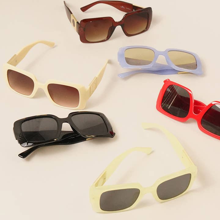 ASSORTED COLOR Retro Square Acetate Sunglasses for wholesale on Faire