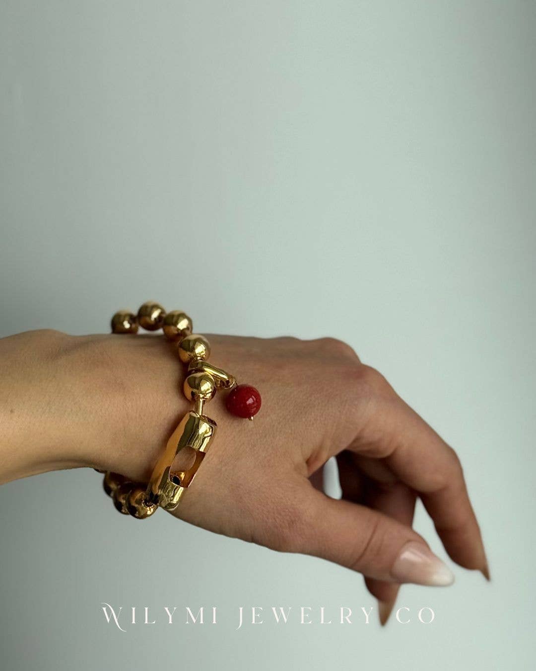 WILYMI Jewelry Co - Wholesale Charm/Dangle Bracelet - Coral & 18k Gold Plated + SS Sphere Sculptural Bracelet5